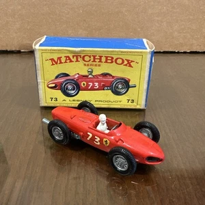 Matchbox Lesney Regular Wheels #73 Ferrari Racer- WHITE driver, E TYPE box A90 - Picture 1 of 5