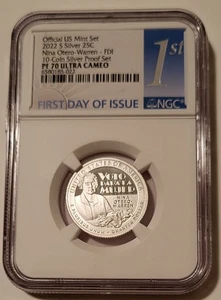 NGC 2022 S Silver Nina Otero-Warren Quarter Unc PF70 UC First Day of Issue (B) - Picture 1 of 2