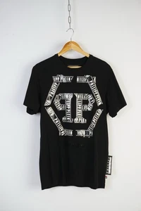 Camiseta negra Philipp Plein corte platino cinta logotipo para hombre talla L - Imagen 1 de 14