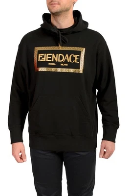 Sudadera con Capucha FENDI X VERSACE Fendace Bordada Negra y Dorada US M IT 50 Foto 1 de 4