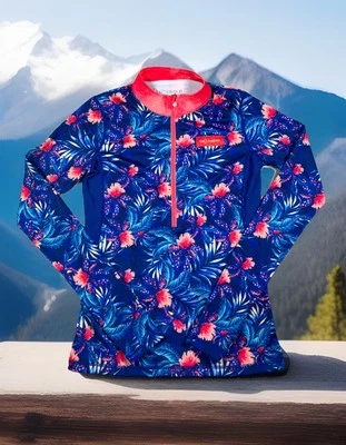 Camiseta deportiva de ciclismo Tri Sirena 1/2 cremallera para mujer M manga larga estampado floral transpirable Foto 1 de 4