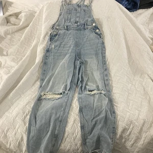 & Denim Distressed Jean Overalls Woman’s Size Small Baggy Boho Y2K - Picture 1 of 15
