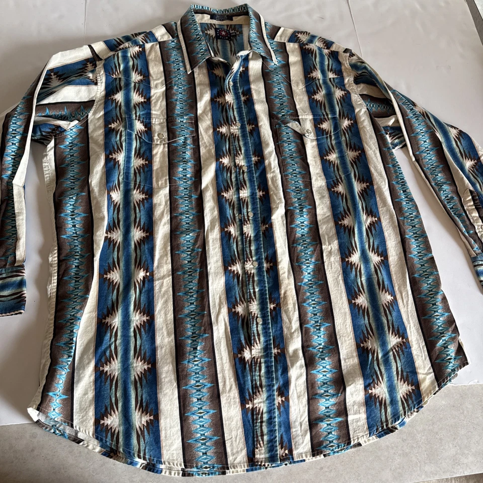 Panhandle Slim Shirt Men Sz 3XLT Western Aztec Pearl Snap Long Sleeve Rockabilly - Image 1 of 4