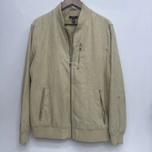 Alfani Pleated Faux Suede Shell Polyester Inner Men’s Large Jacket Full Zipper - Picture 1 of 11