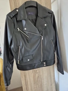 Ladies Size 14 M & S Faux Leather Biker Jacket - Picture 1 of 5