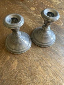 VINTAGE STERLING SILVER CANDLESTICKS F.M.WHITTING CO. 4 1/2 INCHES WEIGHTED - Picture 1 of 9