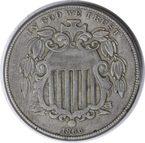 1866 Shield Nickel Rays Pitted Obverse Die Choice VF Uncertified #203 - Picture 1 of 2