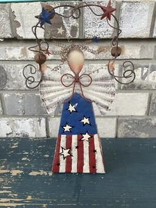 American Patriotic Metal Angel Decor Cottage Core - Picture 1 of 8