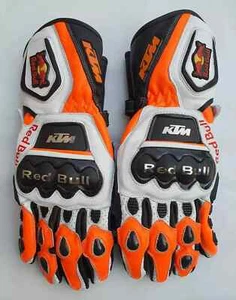 KTM Motorcycle Motorbike Racing Leather Gloves Bike Race-XS-S-M-L-XL-2XL-3XL-4XL - Picture 1 of 3