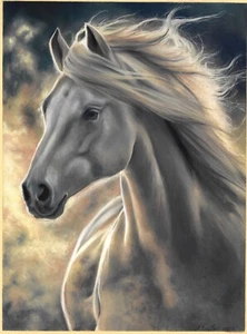 original drawing 30 x 40 cm 62KnA artwork pastel modern realism horse portrait - Picture 1 of 4