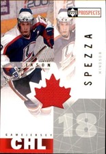 2000-01 UD CHL Prospects RED GAME USED JERSEY #JA Jason Spezza WINDSOR SPITFIRES