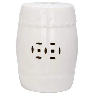 SAFAVIEH Garden Stool 18" x 13" Plastic Frame w/ Weather Resistant Cream White - Picture 1 of 3