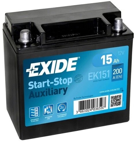 BATTERIE AUXILIAIRE DE VOITURE EXIDE EK151 AGM - Photo 1/1