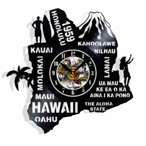 Reloj de pared de vinilo estado de Hawaii regalo cumpleaños vacaciones arte hogar habitación decoración - Imagen 1 de 3