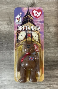 Parche de bandera de oso internacional de oso de peluche McDonalds TY BRITANNIA torcido raro - Imagen 1 de 3