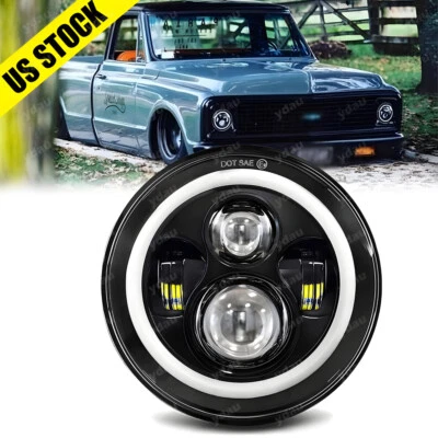 Faro LED PUNTO 7" halo haz alto/bajo para camioneta Chevy C10 C20 C30 K10 K20 K30 LUV Foto 1 de 4