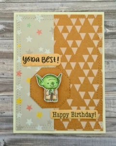 Handmade Star Wars Yoda Birthday Card: Yoda Best! Baby Yoda Happy Birthday - Picture 1 of 1