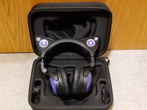 Brookstone Wired Cat Ear Headphones Purple with cord, Case Tested Cleaned - Picture 1 of 9