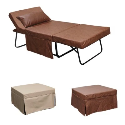 Pouf lettino pieghevole 75X75X43 cm Beny imbottito ECO PELLE sfoderabile - Immagine 1 di 2