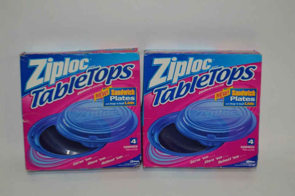 Ziploc Tabletops Dishware 4 Sandwich Plates With Snap 'n Seal Lids