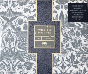 Juego de Sábanas William Morris KING (4) 100% Algodón Fresa Ladrón Azul Francés - NUEVO - Imagen 1 de 3