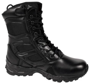 Rothco Men's Black Forced Entry Deployment Combat Boots Side Zipper 8" High Top - Picture 1 of 4