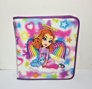 Lisa Frank Angel Zipper 3 Rings Binder Puffy Rare 1990's Vintage Collectible 13" - Picture 1 of 15