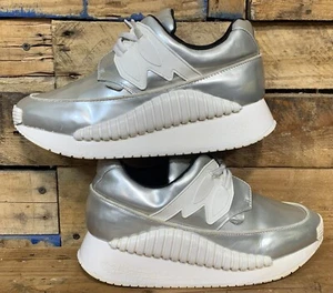 Underground England Nox Silver White Leather Sneakers Women's UK 8 US 10 EU 42 - Picture 1 of 10