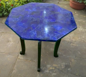 Couchtischplatte Lapislazuli Stein, blauer Marmor Edelstein Mitte Tischplatte Dekor - Bild 1 von 8