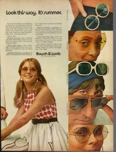 Vintage advertising print 1970 Fashion Bausch Lamb Ray Ban Sunglasses Funky Cool - Picture 1 of 1