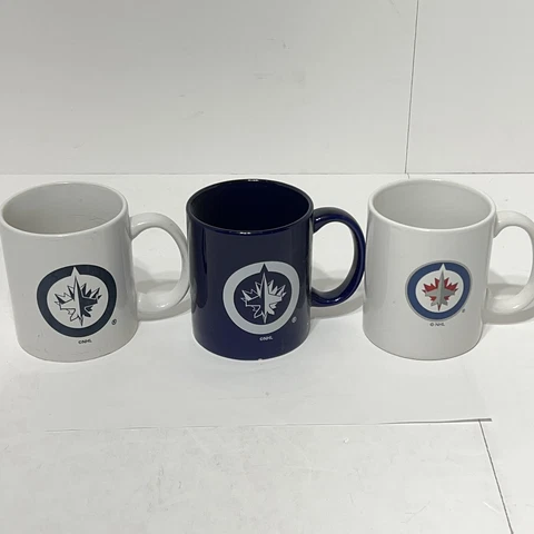 Winnipeg Jets Mug NHL Hockey Team Logo 11oz Coffee Cup Lot Of 3 White & Blue Cover