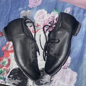 Sansha T - Mega Split Black Leather Tap Shoes US Women's Size 8 W