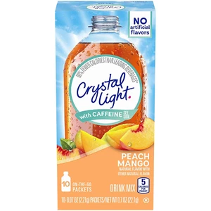 Crystal Light on the Go Peach Mango Caffeine Drink Mix, 10-Packet (Pack of 5) - Picture 1 of 11