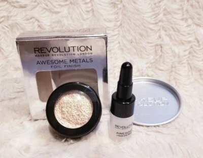 MAKEUP REVOLUTION Awesome Metals Eyeshadow Foil Finish ROSE GOLD + primer NIB - Image 1 of 4