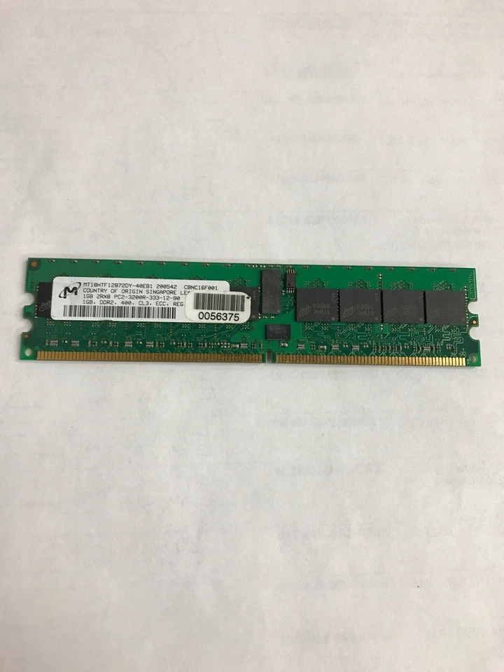 MICRON 1GB 2RX8 PC2-3200 DDR2-400 MEM MT18HTF12872DY-40EB1 - Image 1 of 1