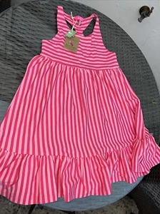 Girls Joules Pink Stripe Halter Neck sleeveless dress age 6 Yrs Brand New Rabbit - Picture 1 of 12