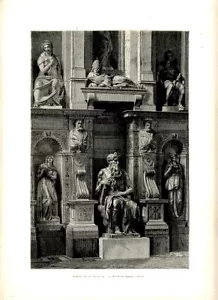 1873 Stampa Antica = ROMA = MOSE' MICHELANGELO S.PIETRO VINCOLI = Old Print ROME - Picture 1 of 1