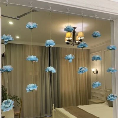 Hermosa cortina de puerta de ventana con flores artificiales arqueadas arte decoración del hogar moderna hágalo usted mismo Foto 1 de 4