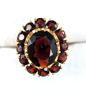 18K Gold Granat Blume Blumenmuster Cluster Ring Größe 7 - Bild 1 von 10
