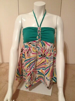 New without tag Soul Cal green/print halter neck top Size 8 - Image 1 of 4