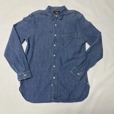 RRL Double RL Ralph Lauren Blue Chambray Shirt Selvedge M Pockets Work Polo Med - Image 1 of 4