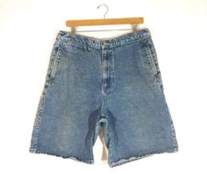 Herren Vintage 90s BUM Equipment Embroidered Spell Out Denim Blue Shorts Gr. 36  - Bild 1 von 8