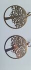 Earrings Hook/Drop Round Gold Tones Tree Of Life Style(E2)