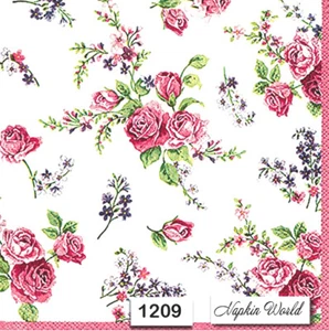 (1209) TWO Individual Paper Luncheon Decoupage Napkins - ROSES FLOWERS FLORAL - Picture 1 of 2