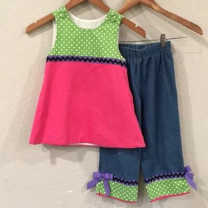 Beanstalk Originals Girls 6 2 Pc Set Jeans and Tunic Tank Top 100% Cotton Summer - Picture 1 of 16