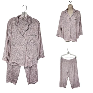 Secret Treasures Pink/Gray 3/4 Sleeve Capri Pants 2Pc Pajama Set Size XL (16-18) - Picture 1 of 7