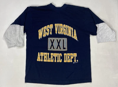 VINTAGE West Virginia Athletic Dept 1992 Graphic Raglen T-shirt Men XL USA 90s - Image 1 of 4