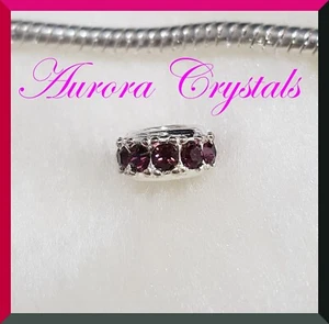 Spacer Purple Crystal Round Charm . To Fit all 3.5mm European Snake Bracelets - Picture 1 of 4