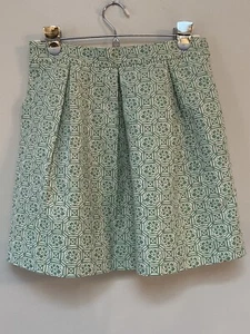 Pim & Larkin Womens Green White Lined Pockets Side Zip Pleated Skirt Small - Picture 1 of 8