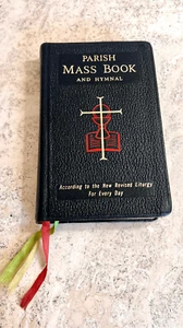 Vintage Black Leather Parish Mass Book and Hymnal Hardcover St Joseph Edition - Picture 1 of 9